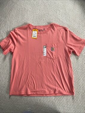 NWT Carhartt Coral Pink Short-Sleeve Pocket Loose Fit Tee, small